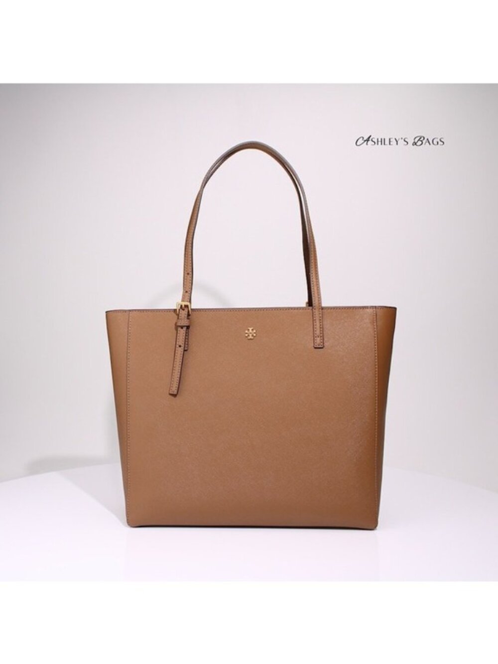 Tory Burch Large Leather Emerson Tote In Moose Brown